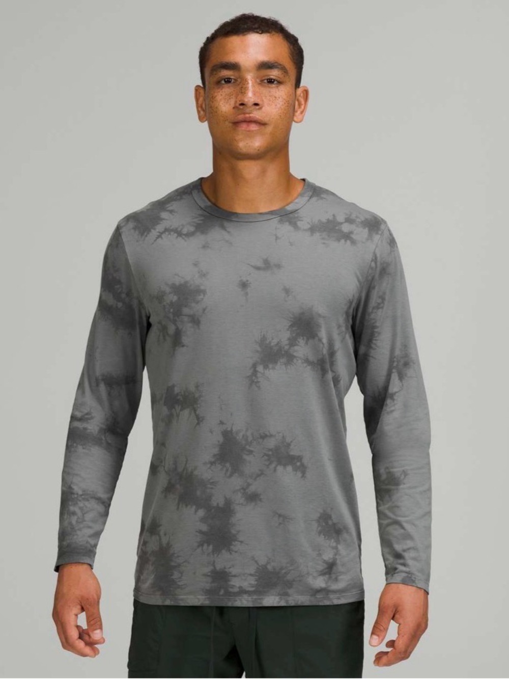 Lululemon Fundamentals Black Grey Tie-Dye Long Sleeve Tee est sz S